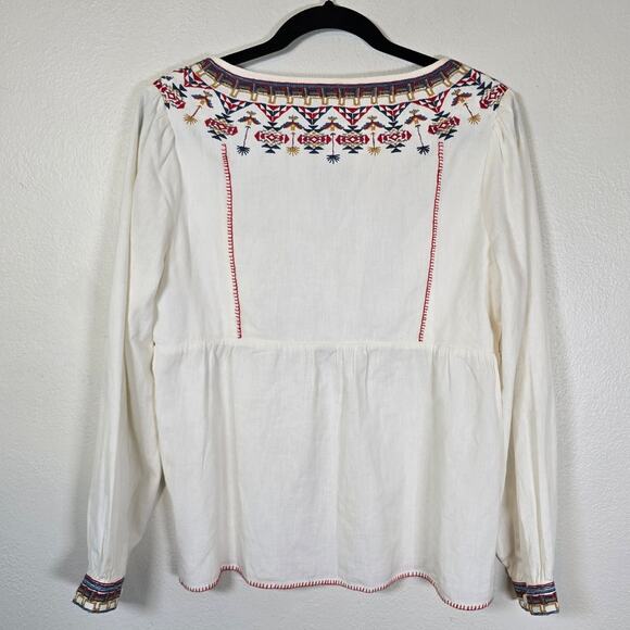Faherty Tula Blouse Women's S White Multi Embroidered Boho Western Cowgirl READ - Picture 2 of 10